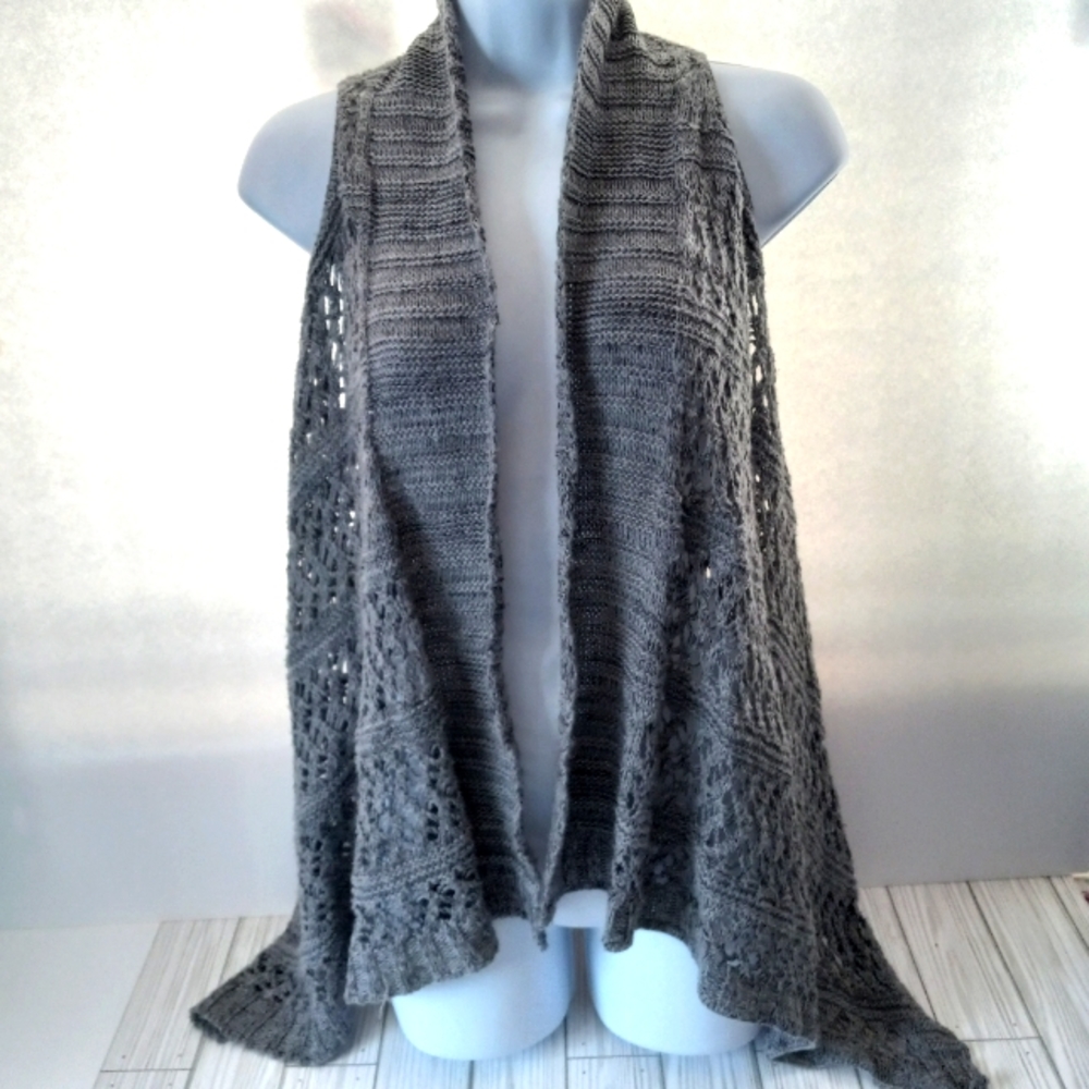 It’s Our Time Boho Grunge Alt Crochet Sleeveless Sweater Cardigan
